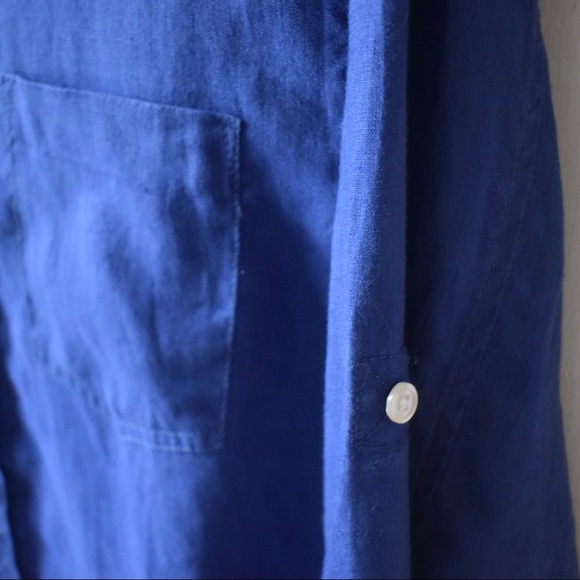 Tommy Bahama 100% Linen Button Down Shirt Royal Blue Large - Picture 3 of 4